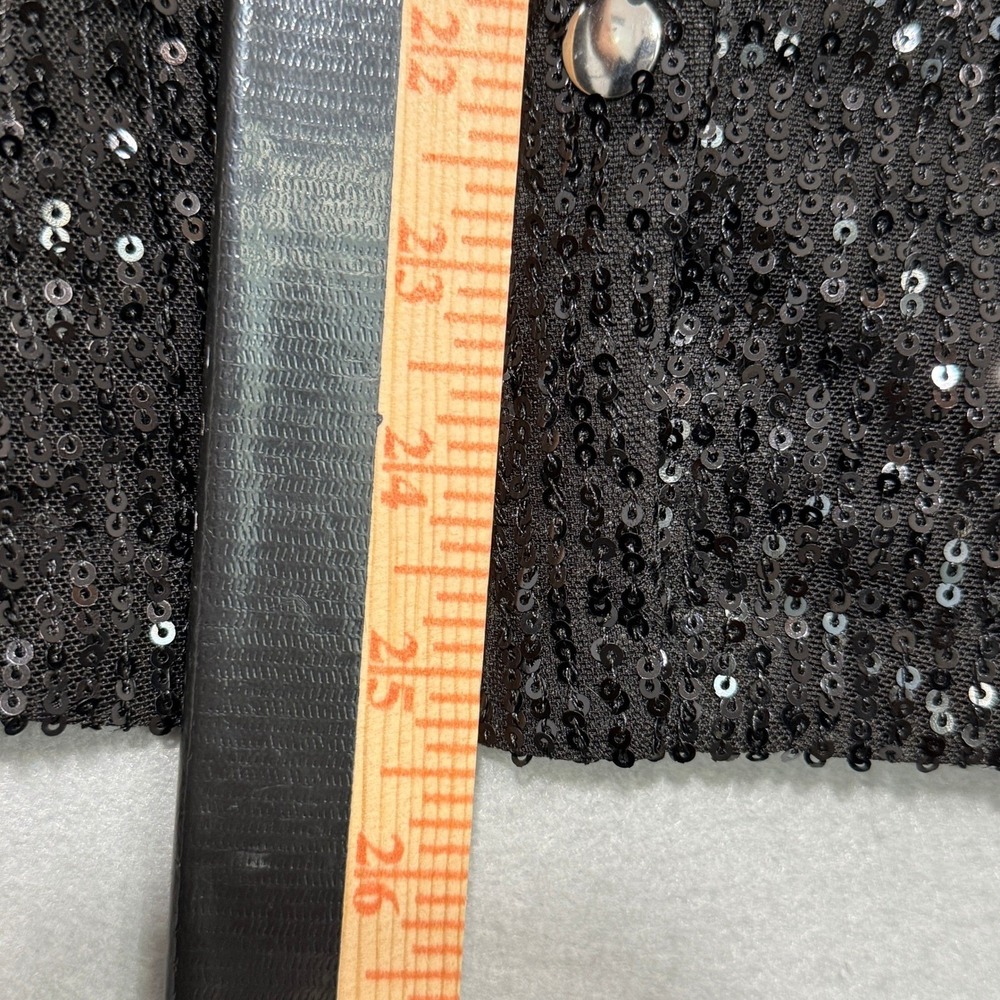 Ultra Pink Sequin Button Front Black Women Blouse Size S Glam Party Going Out - Picture 7 of 8